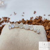Rainbow Moonstone Ear Climber, 925 Sterling Silver Earring, Moonstone Ear Crawler, Gemstone Ear Climber, Blue Fire Moonstone Crawler Earring